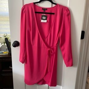 Top Shop pink wrap dress, brand new with tags